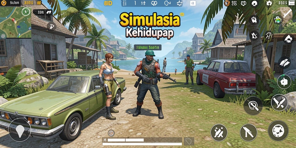 Tampilan gameplay seru di dalam 8ID dengan karakter yang berinteraksi.