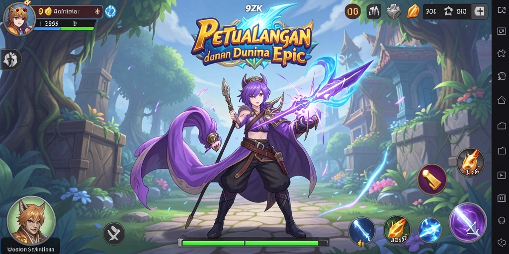 Tampilan gameplay 9ZK menampilkan karakter anime dalam pertarungan epik.