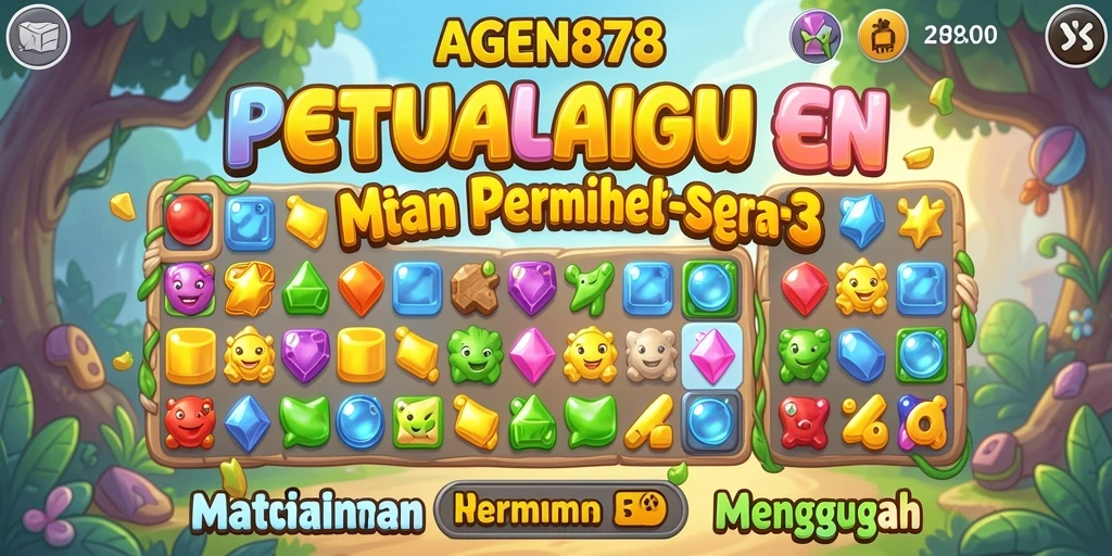 Tangkapan layar AGEN878 menunjukkan pengalaman gameplay Match-3 yang seru.
