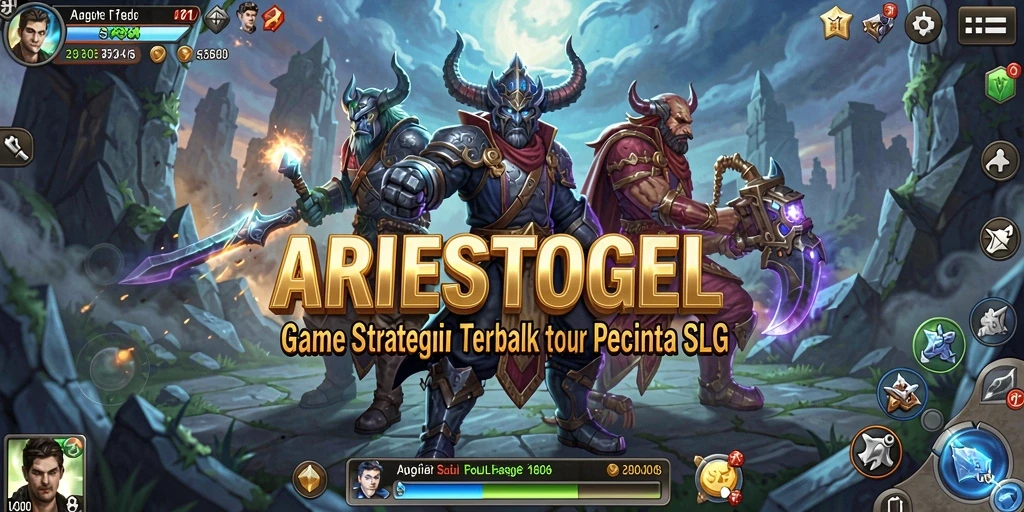 Tampilan gameplay menarik dalam ARIESTOGEL yang penuh strategi.