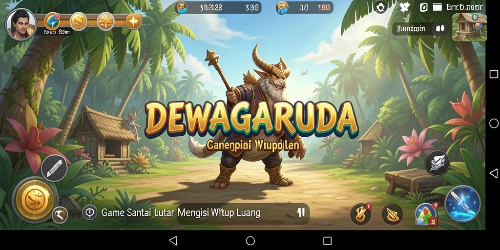 Ilustrasi gameplay DEWAGARUDA yang menyenangkan dan cerah.