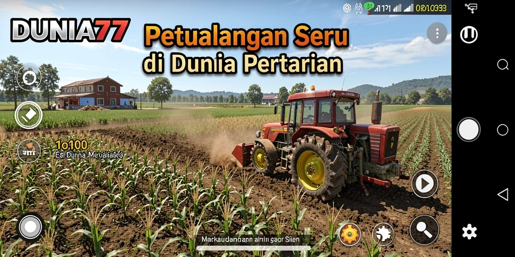 Tampilan gameplay DUNIA77 dengan aktivitas bertani yang seru.