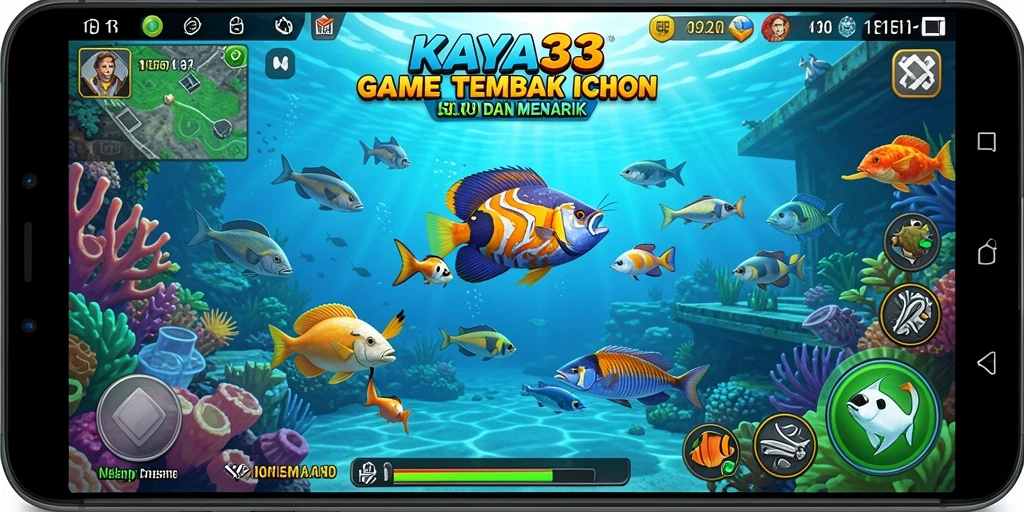 Screenshot KAYA33 menampilkan aksi mendebarkan berburu ikan.