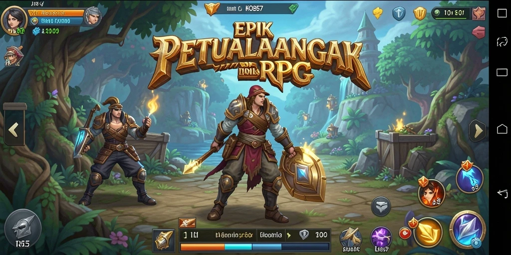 Screenshot gameplay KO857 dengan pertarungan RPG yang mendebarkan.