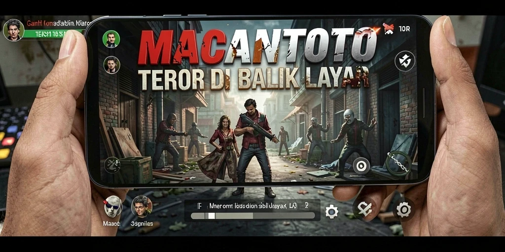 Tangkapan layar gameplay menegangkan dari <strong>MACANTOTO</strong> yang menampilkan suasana horor yang mencekam.