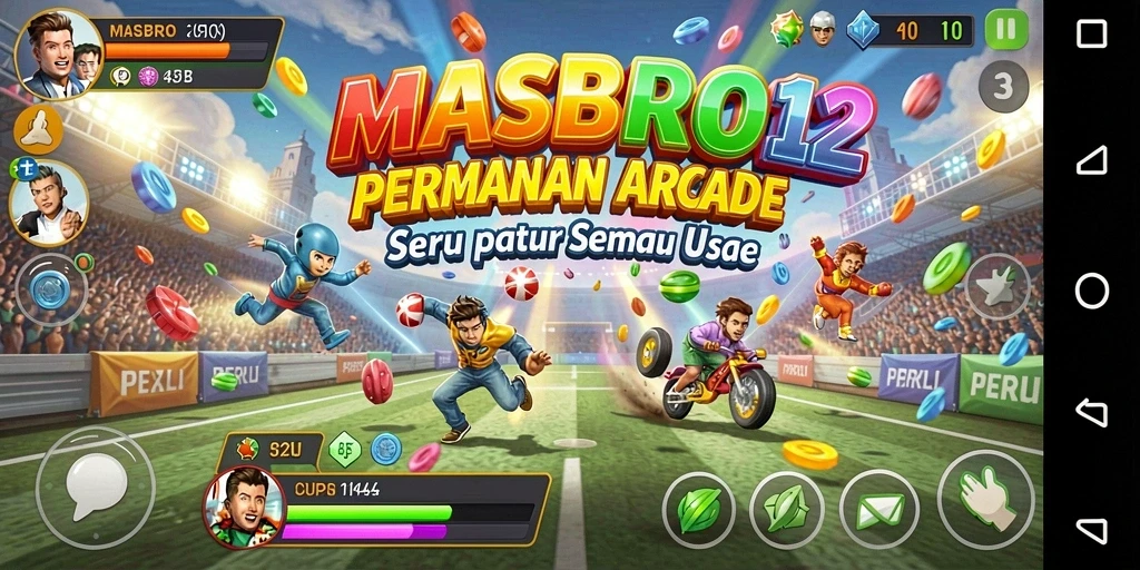 Tampilan gameplay menarik dengan grafis cerah dan karakter lucu.