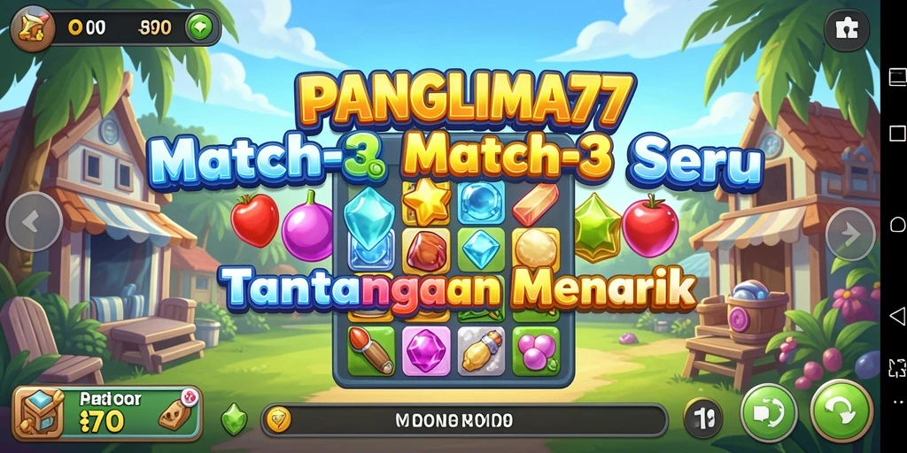 Tampilan permainan Match-3 yang menarik dan penuh warna.