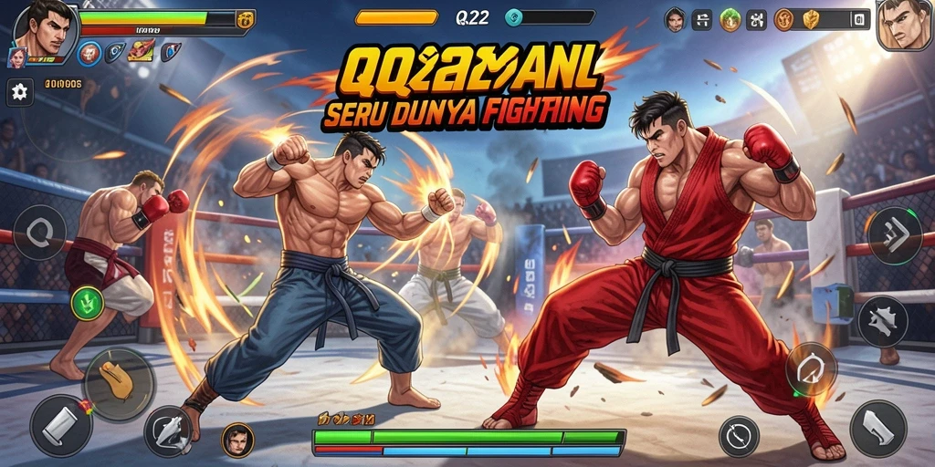 Tampilan gameplay QQ222 saat pertarungan seru dengan efek visual menarik.