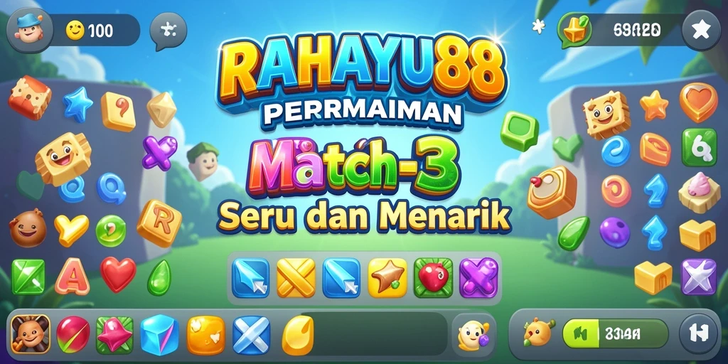Tangkapan layar gameplay <strong>RAHAYU88</strong> menunjukkan kombinasi Match-3 yang seru.