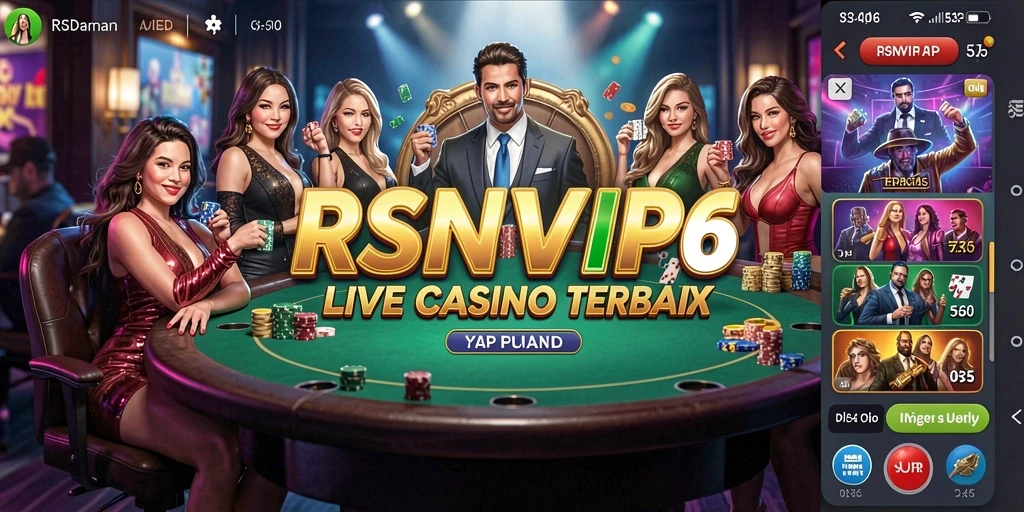 Screenshot gameplay RSNVIP6 menampilkan dealer langsung dan suasana kasino yang mendebarkan.
